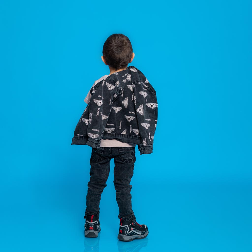 Детски комплект за момче дънково яке блуза и дънки Ricardo Eagles Черен