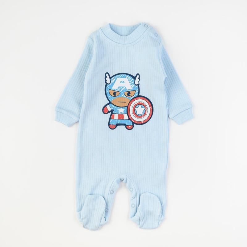 Salopetă bebe cu mânecă lungă Pentru băiat  Pinguu Kids   Super hero  Albastru