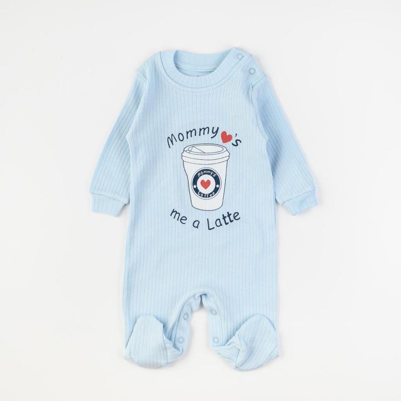 Salopetă bebe cu mânecă lungă Pentru băiat  Pinguu Kids   Mommys Love me a Latte  Albastru