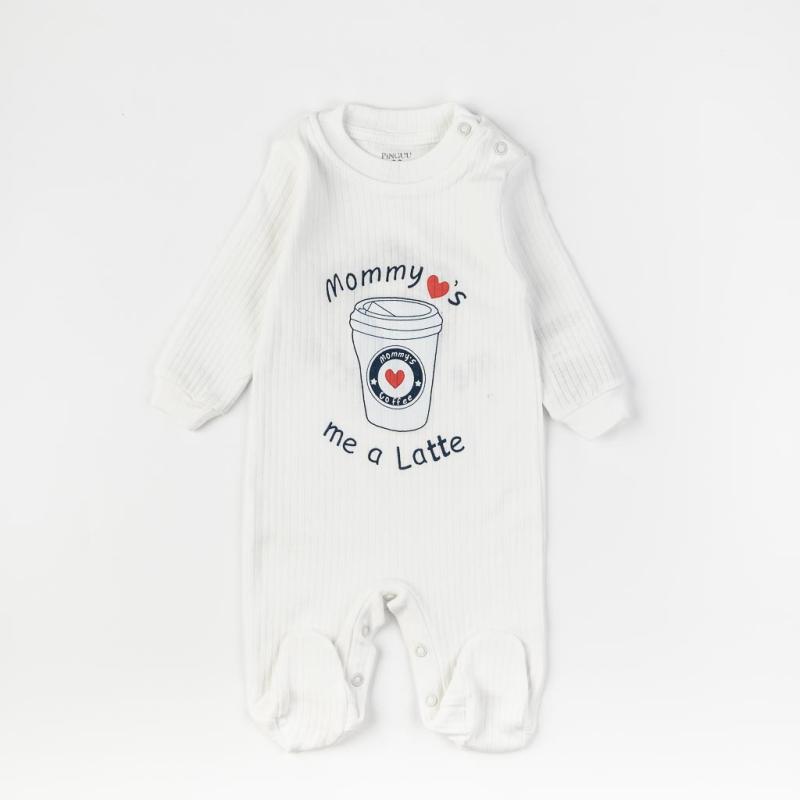 Baby overalls with long sleeves  Pinguu Kids   Mommys Love me a Latte  White