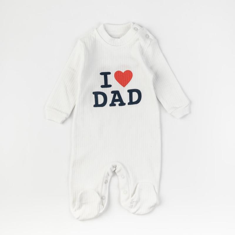 Baby overalls with long sleeves  Pinguu Kids   I Love Dad  White