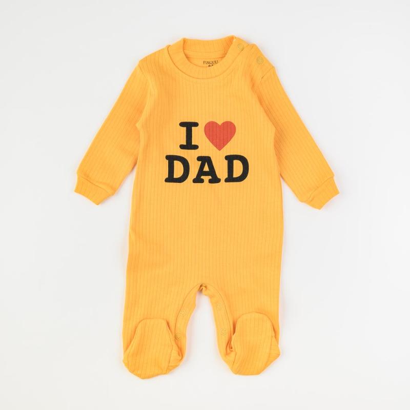Baby overalls with long sleeves  Pinguu Kids   I Love Dad  Yellow