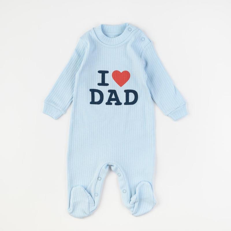Baby overalls with long sleeves For a boy  Pinguu Kids   I Love Dad  Blue