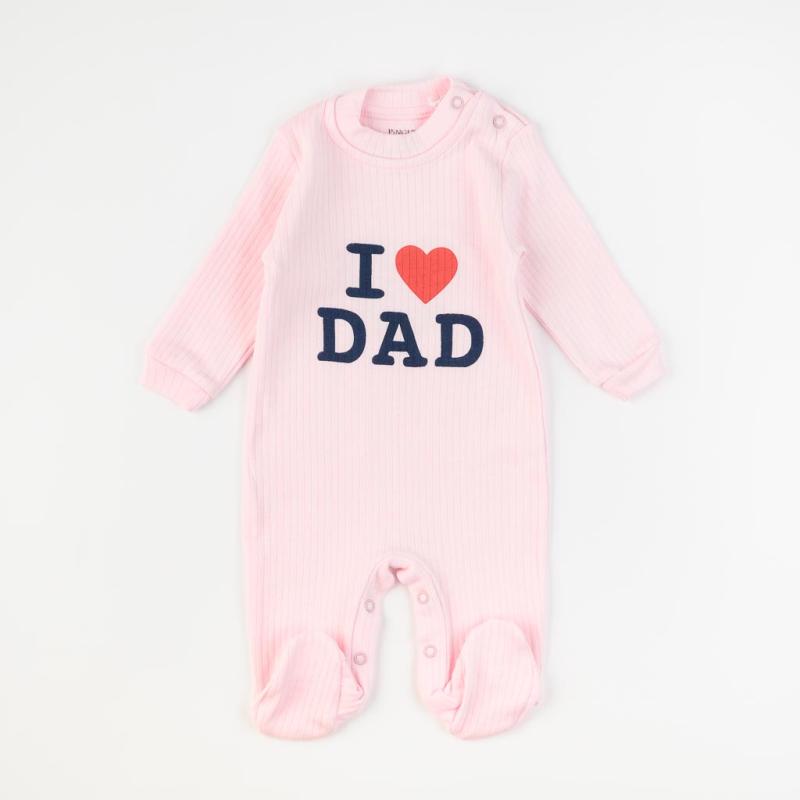 Baby overalls with long sleeves For a girl  Pinguu Kids   I Love Dad  Pink