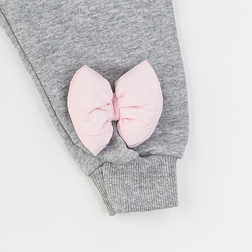 Бебешки комплект за момиче яке блузка анцуг Cute Bunny Розов
