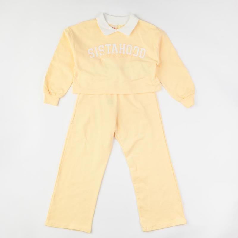 Set sport pentru copii Pentru fată Bluză şi Pantaloni  Sistahood forever   Miniloox  galben