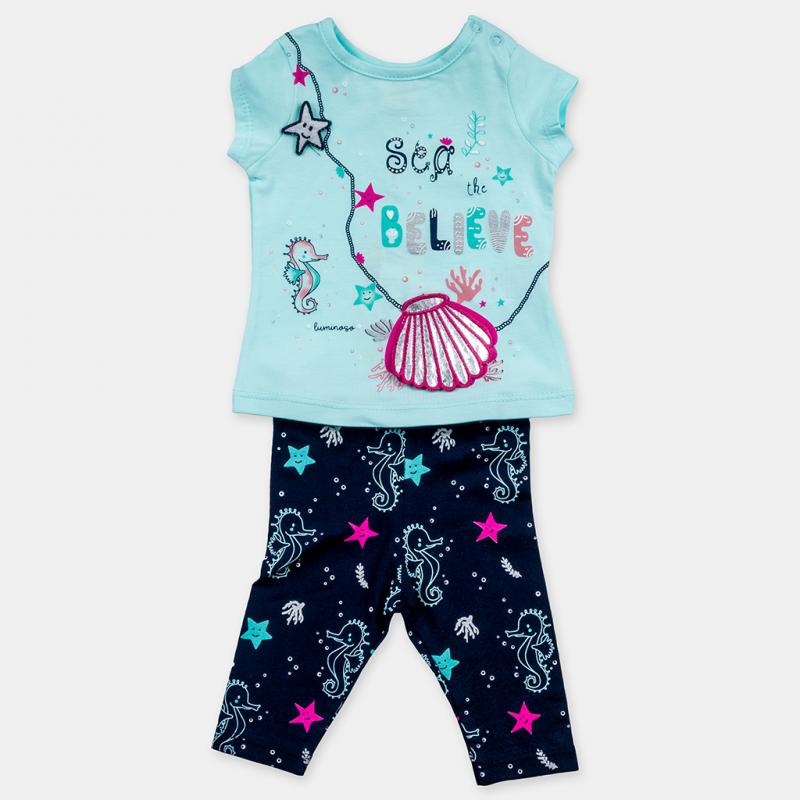 Childrens summer set For a girl  Believe 3  t-shirt and leggings