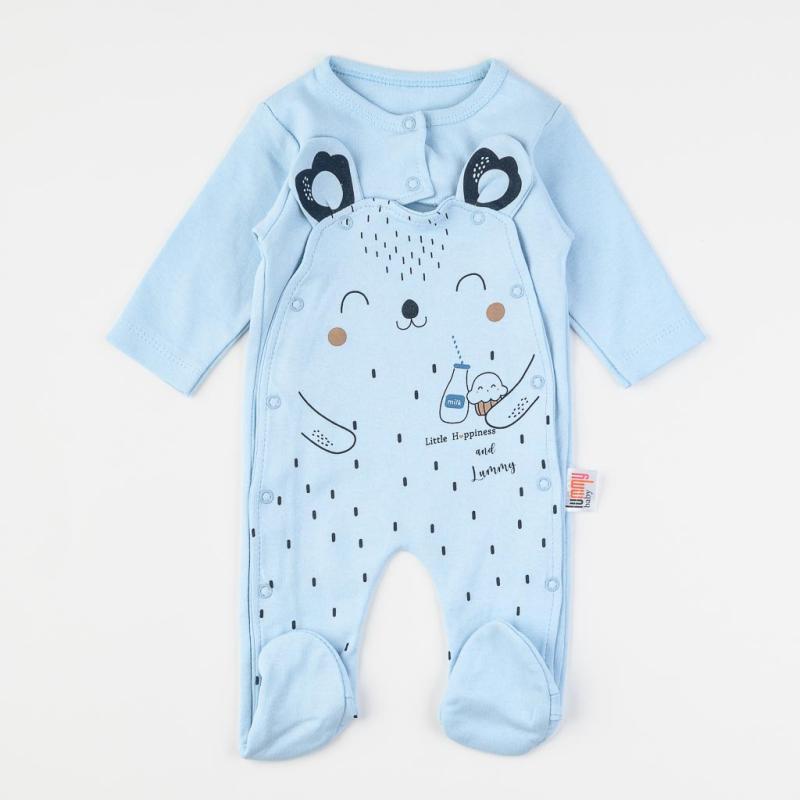 Baby overalls with long sleeves For a boy  Lummy Milk baby  Blue