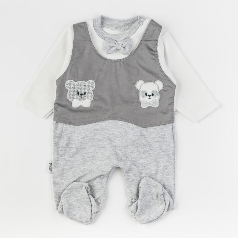 Baby overalls with long sleeves For a boy  Lummy Baby   Hi Bears  Gray