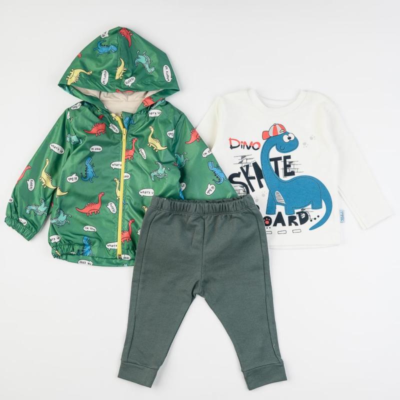 Бебешки комплект яке блу и панталон Kidex Baby Dino Зелен