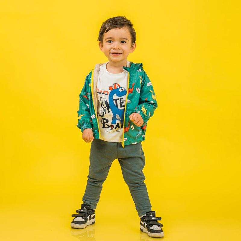Βρεφικά σετ ρούχων Μπουφάν Μπλούζα με Παντελόνι  Kidex Baby Dino  Πρασινο