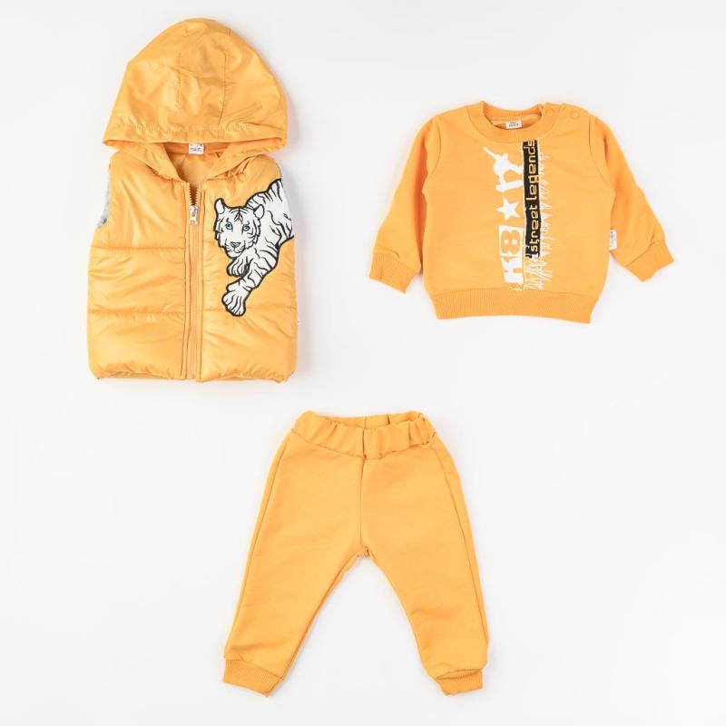 Бебешки спортен комплект  момче с елек Donino Yellow Tiger Жълт