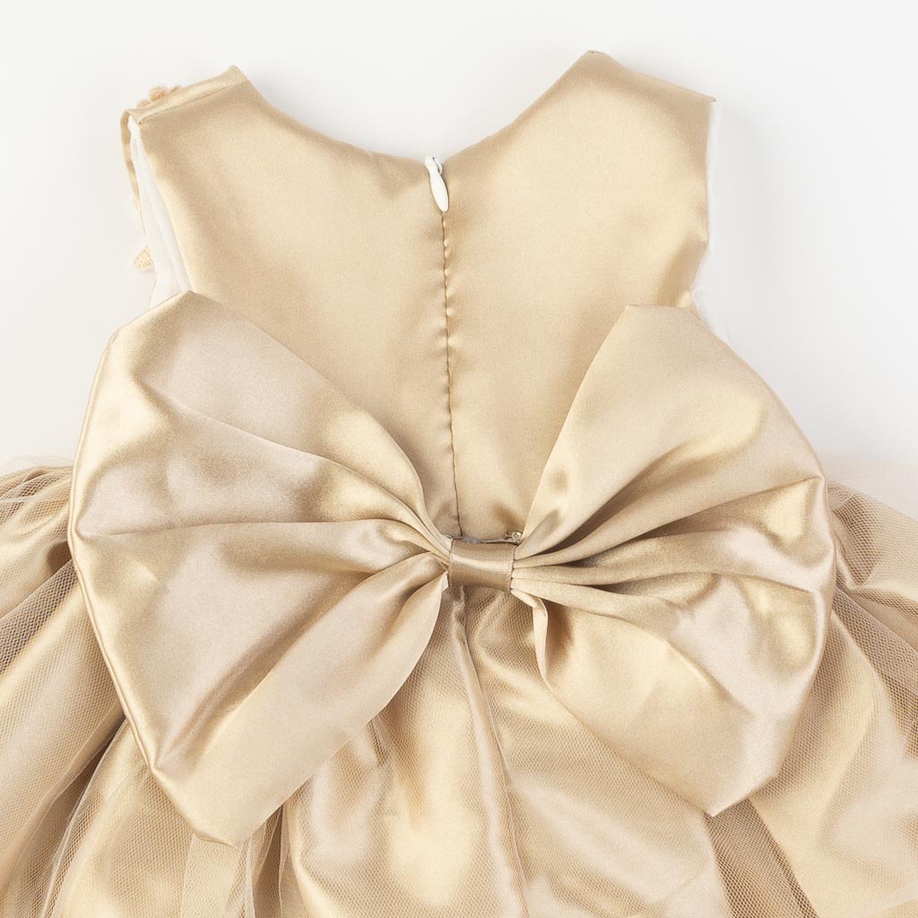 Βρεφικά σετ ρούχων επισημο φορεμα με δαντελα και καλσον κορδελα για μαλλια με βρεφικα παπουτσακια  Amante Classic  Χρυσαφι