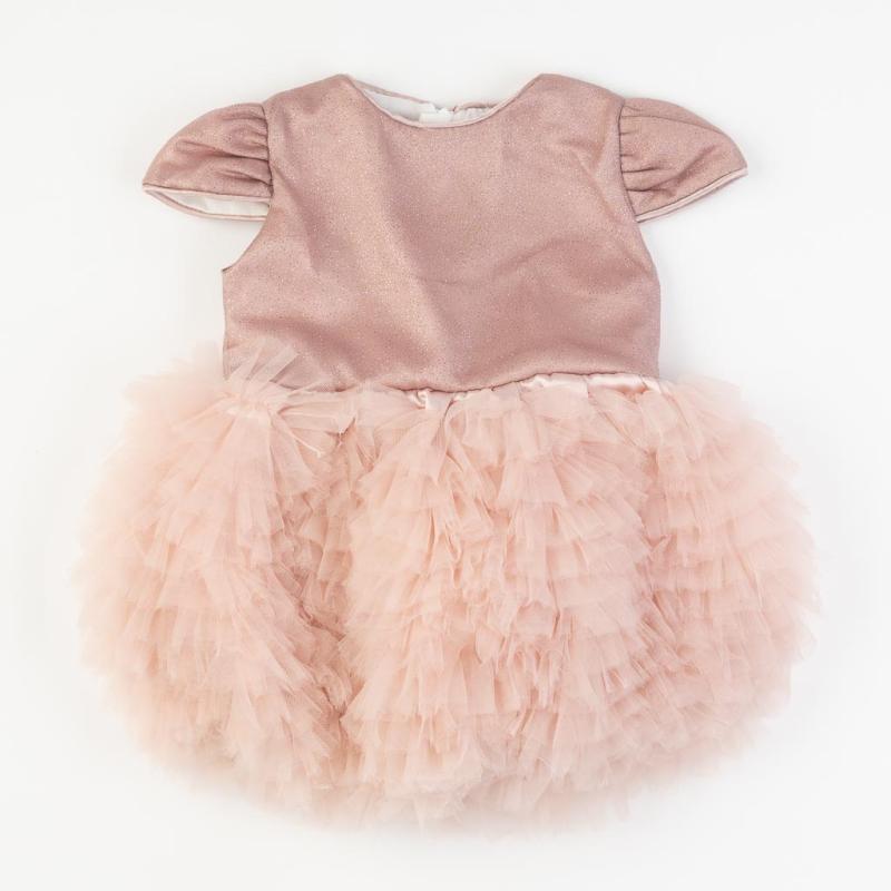 Παιδικο επισημο φορεμα με τουλι με κορδελα  Amante  Σκουρο ροζ