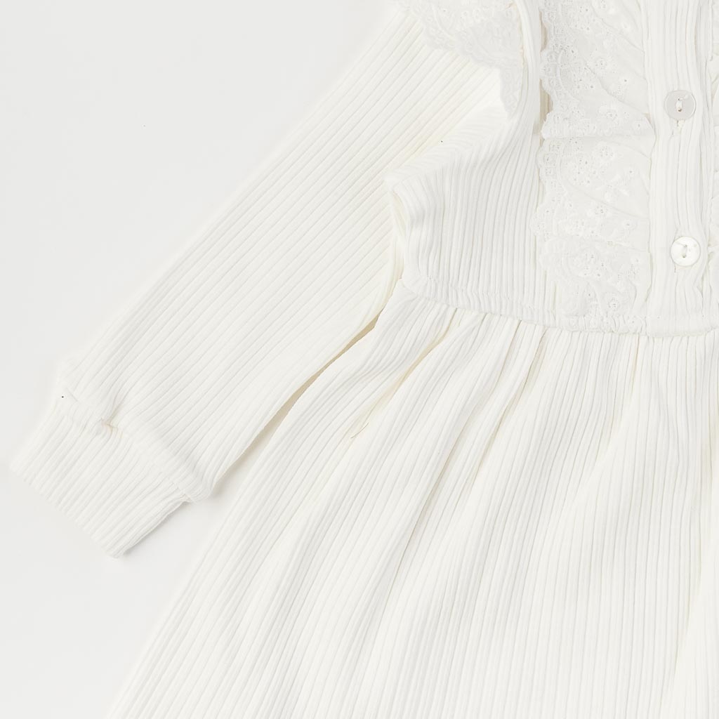 Βρεφικο φορεμα με μακρυ μανικι  Classic Girl  με κορδελα για τα μαλλια  Eray Kids  ασπρα