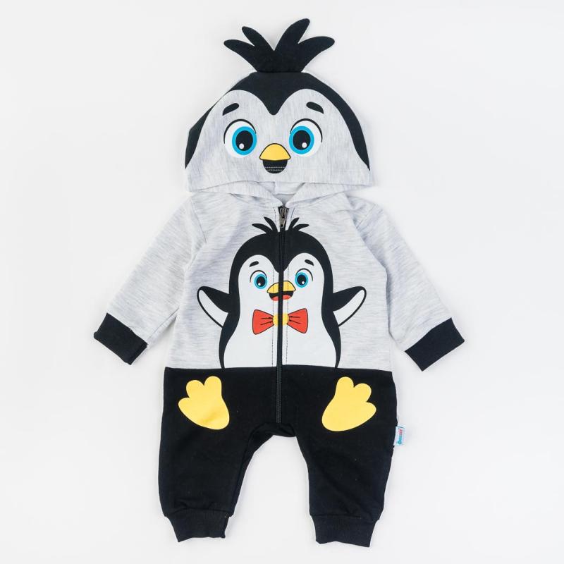 Детски гащеризон с качулка  момче Mr. Penguin Сив