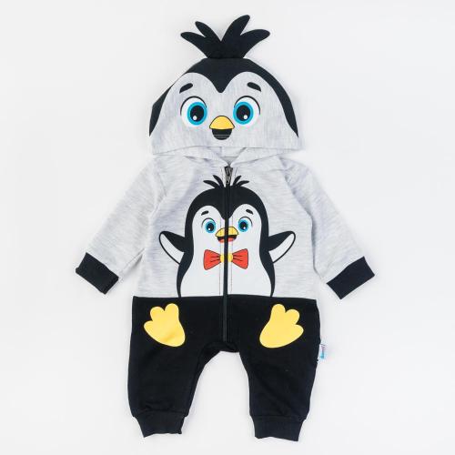 Детски гащеризон с качулка за момче Mr. Penguin Сив