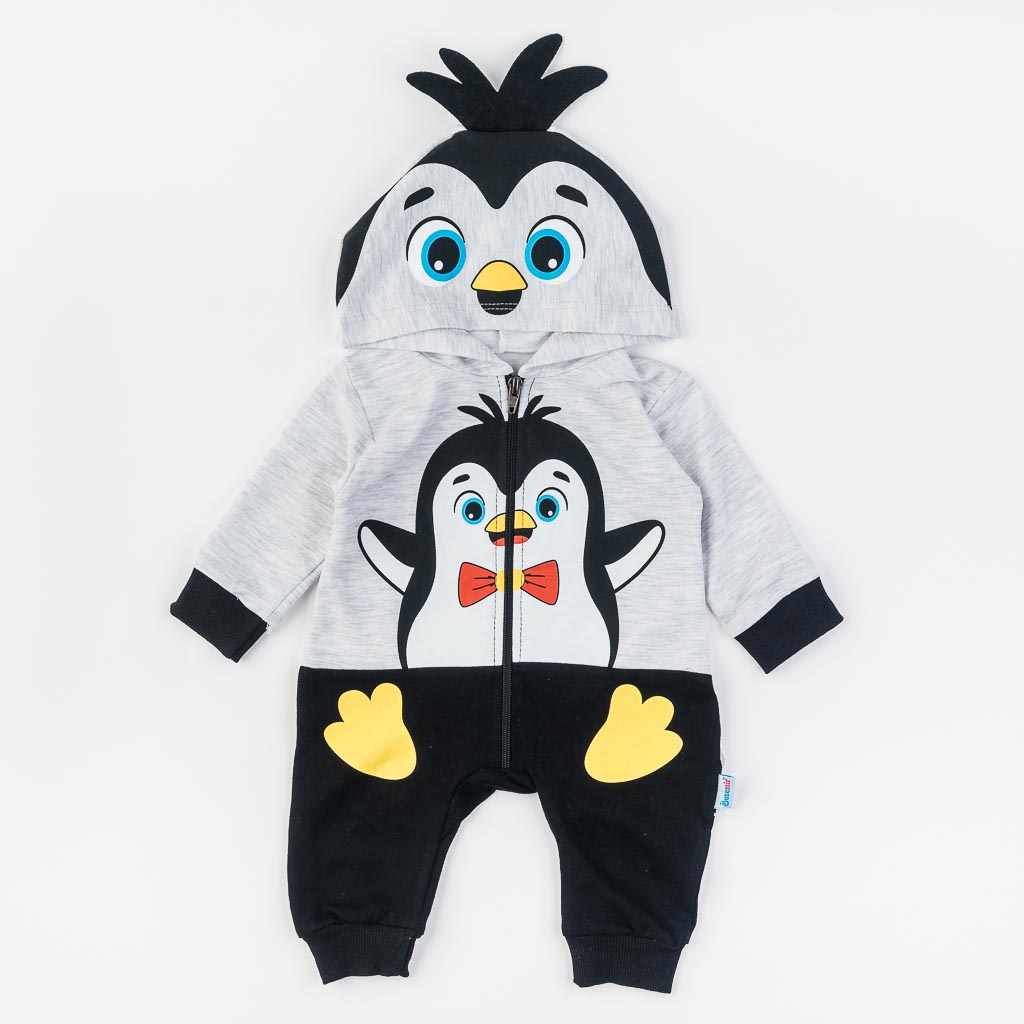 Παιδικο φορμακι με κουκούλα Για Αγόρι  Mr. Penguin  Γκρί