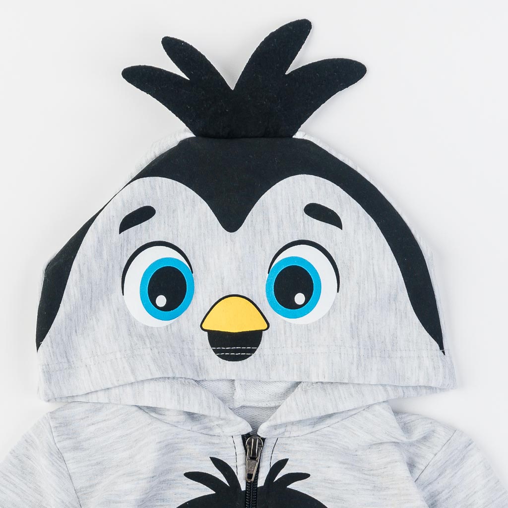 Παιδικο φορμακι με κουκούλα Για Αγόρι  Mr. Penguin  Γκρί
