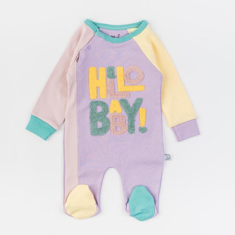 Baby overalls with long sleeves For a girl  Mini Born Hello Baby  Purple