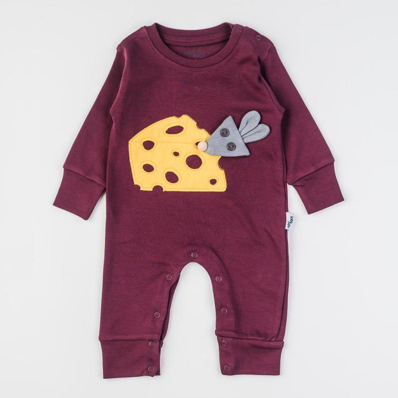 Baby overalls with long sleeves For a girl  Mini Born The Mouse And The Cheese  Purple
