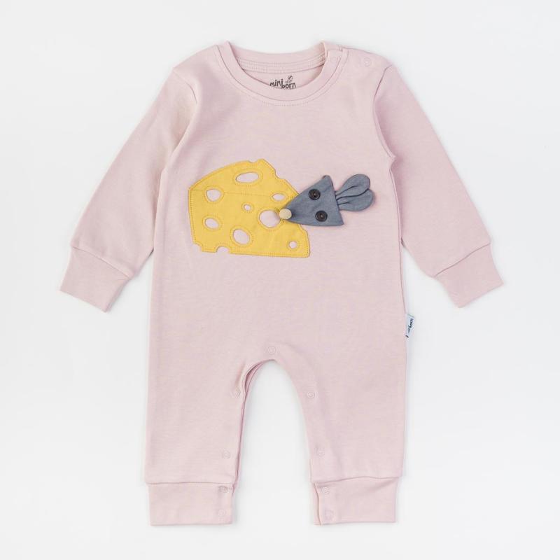 Baby overalls with long sleeves For a girl  Mini Born The Mouse And The Cheese  Pink