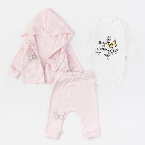 Βρεφικά σετ ρούχων απο 3 τεμαχια Για Κορίτσι  Elci Baby   Butterflies  Ροζ