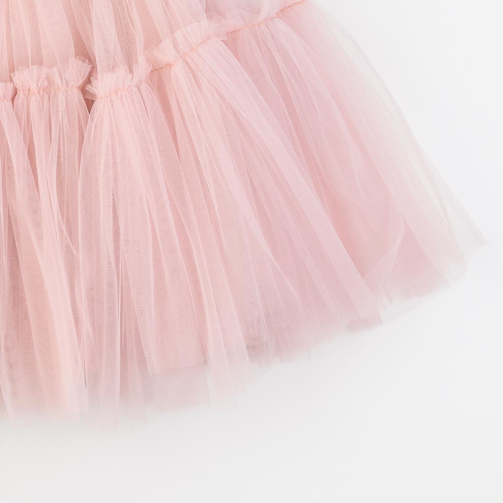 Детска официална рокля с тюл Ayisig Pink Lady Розова