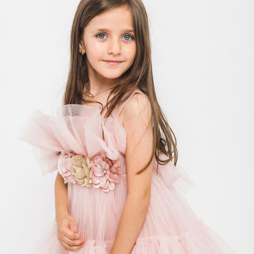 Детска официална рокля с тюл Ayisig Pink Lady Розова