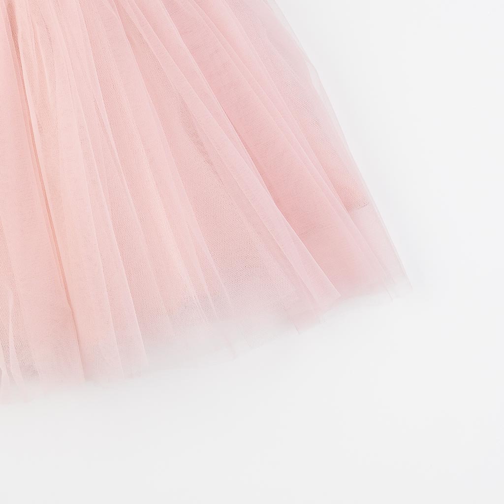 Παιδικο επισημο φορεμα με τουλι  Ayisig Flowers  Ροζε
