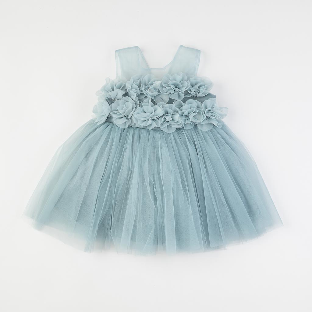 Childrens formal dress with tulle  Ayisig Flowers  Blue