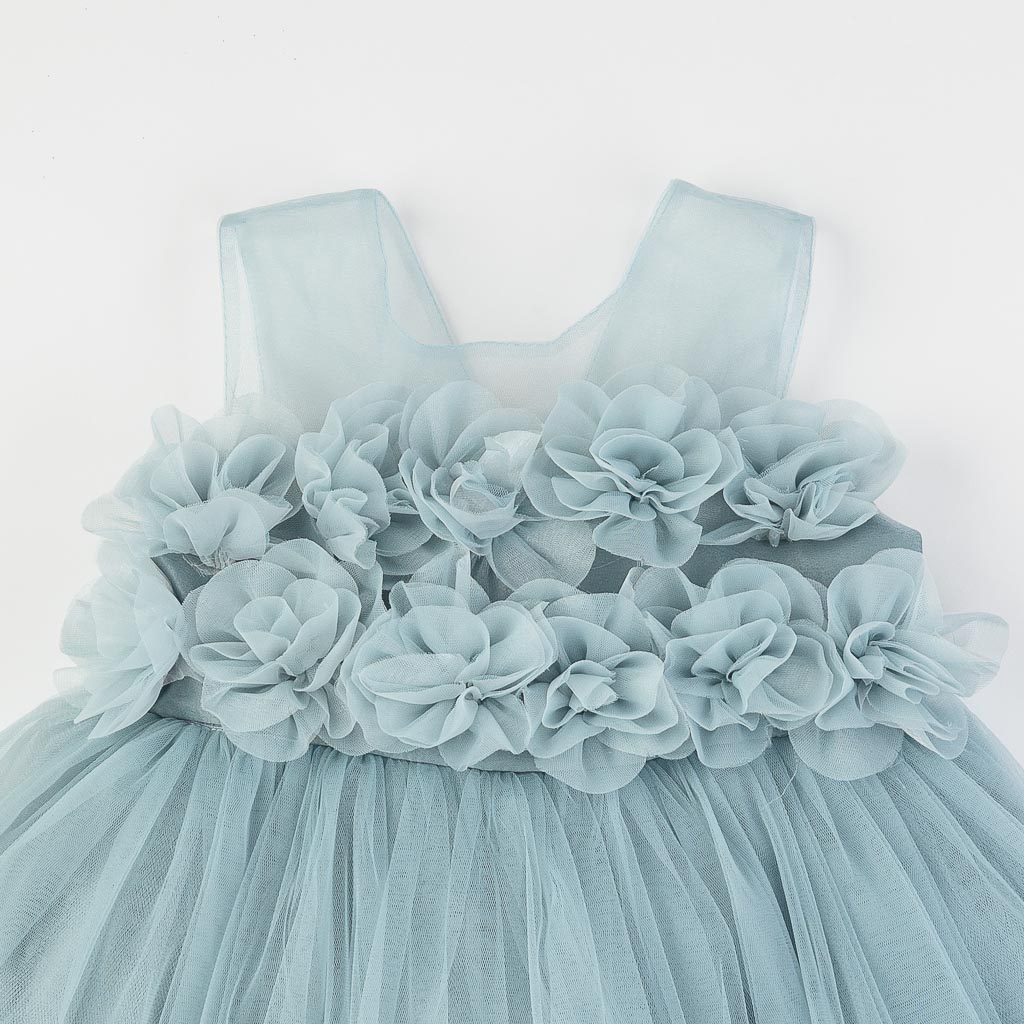 Παιδικο επισημο φορεμα με τουλι  Ayisig Flowers  Μπλε