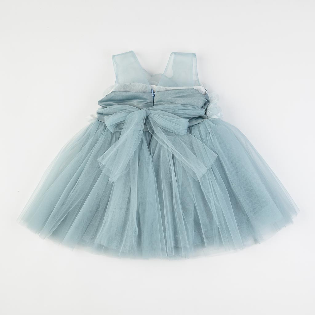 Детска официална рокля с тюл Ayisig Flowers Синя
