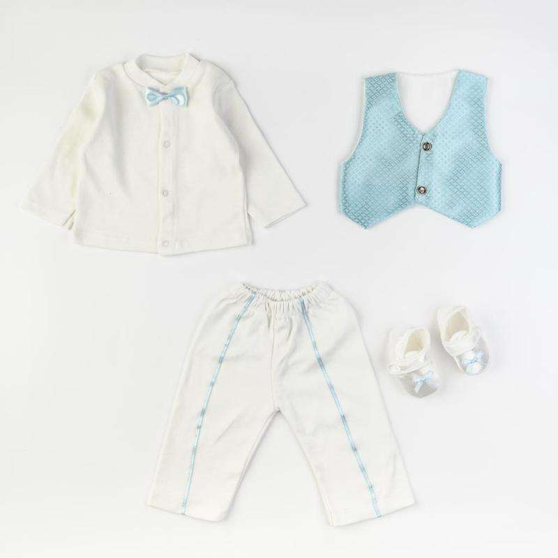 Set For a boy  Leylek  with baby shoes bowtie 4 parts Light blue
