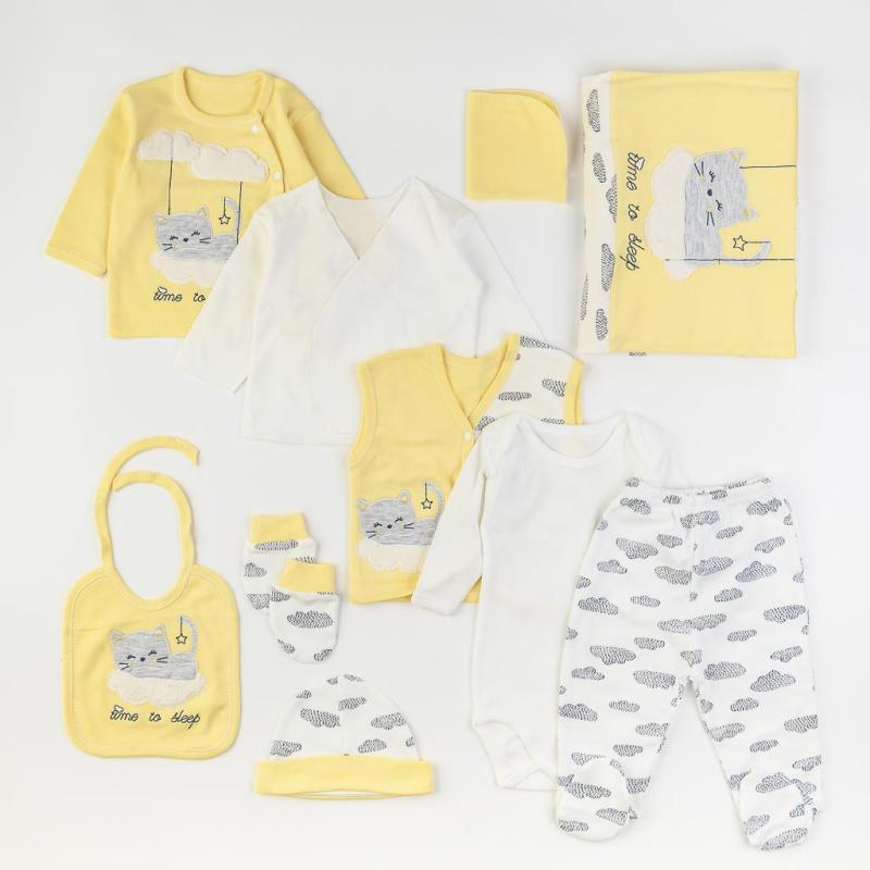 Set with a baby blanket For a boy  Gaye Time To Sleep  10 parts Yellow