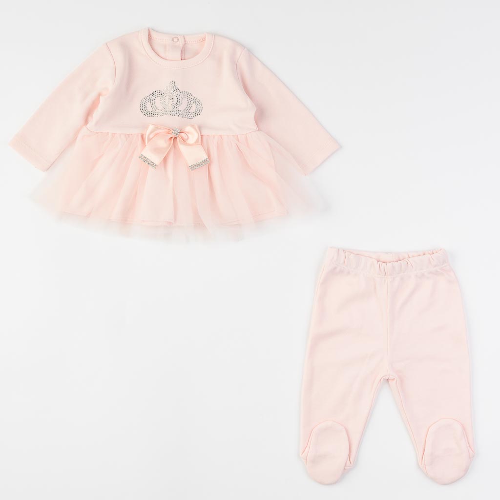 Βρεφικό σετ νεογέννητου με κουβερτουλα Για Κορίτσι  Tafyy Princess  10 τεμαχια Ροδακινι