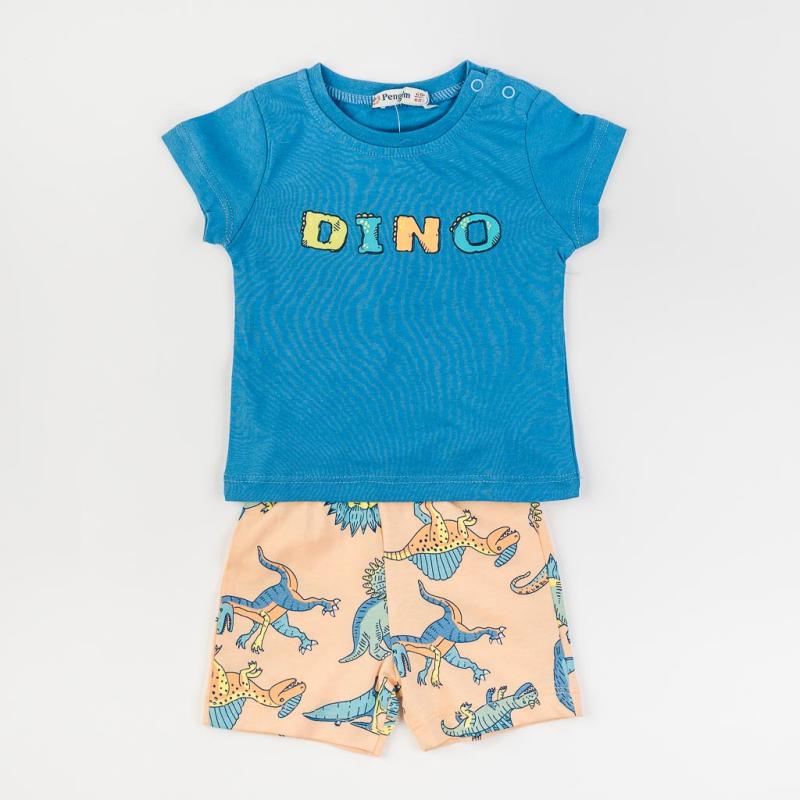 Βρεφικά σετ ρούχων Για Αγόρι κοντο μανικι και κοντο παντελονι  Pengim Kids Dino  Μπλε