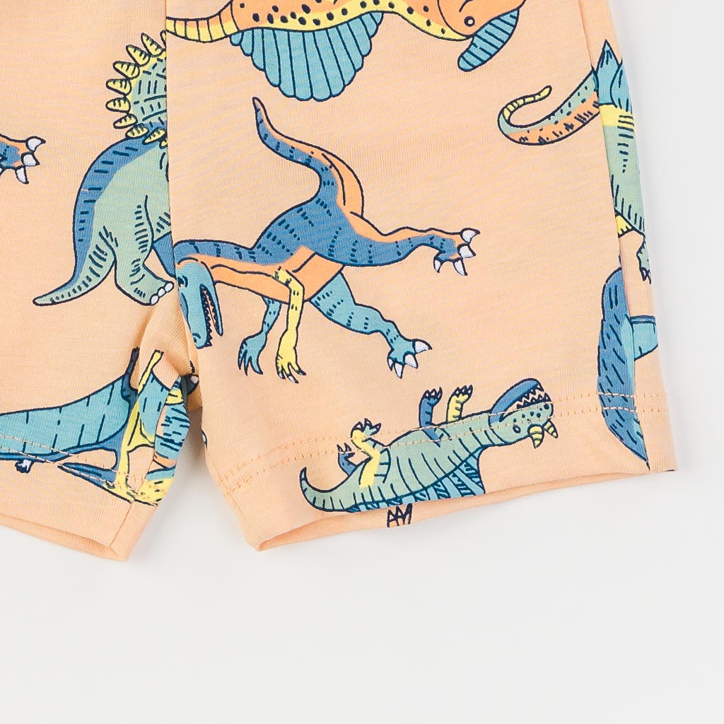 Бебешки комплект за момче тениска и къси панталонки Pengim Kids Dino Син
