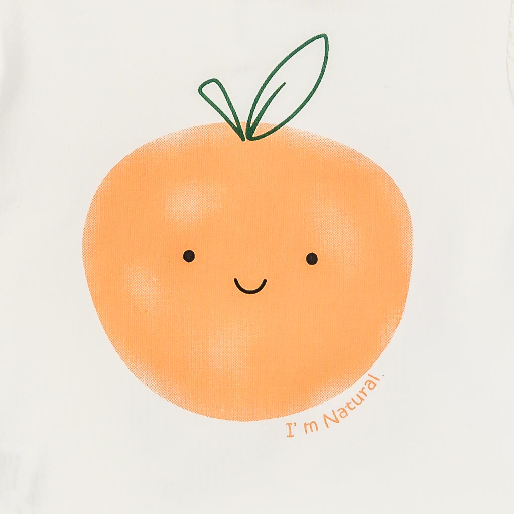 Бебешки комплект за момиче тениска и къси панталонки Bupper Im Natural Оранжев