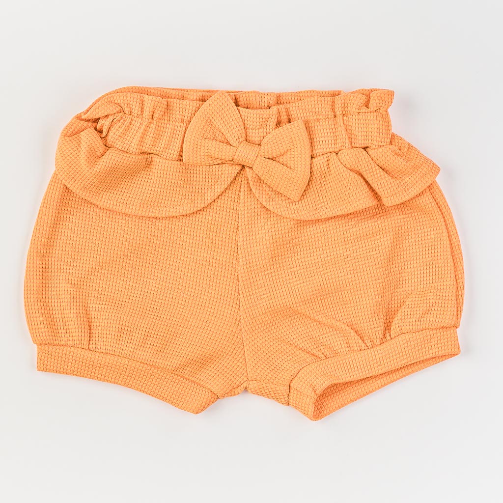 Бебешки комплект за момиче тениска и къси панталонки Bupper Im Natural Оранжев
