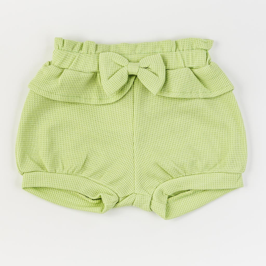 Бебешки комплект за момиче тениска и къси панталонки Bupper Im Natural Зелен