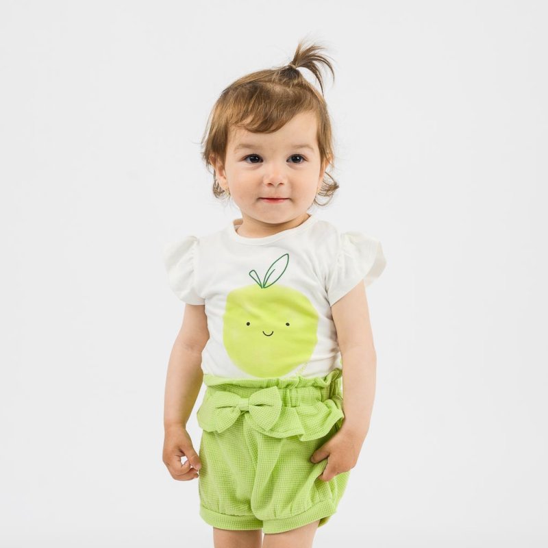 Бебешки комплект  момиче тениска и къси панталонки Bupper Im Natural Зелен