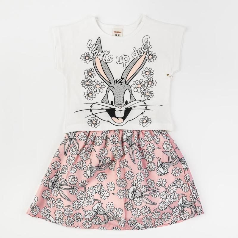 Childrens clothing set with skirt  Miniloox Whats up doc?  White
