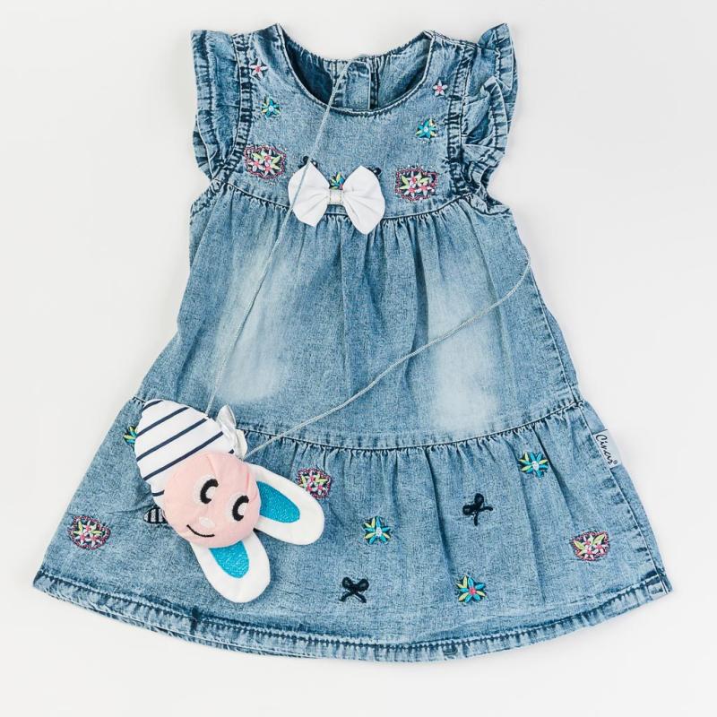 Baby denim dress  Bee  with a bag