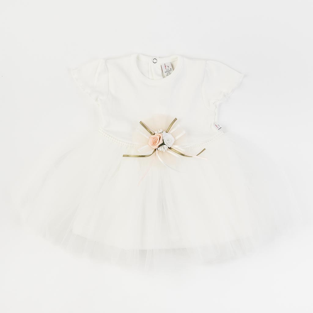 Бебешка официална рокля с къс ръкав и болеро Bulsen Be Rose Baby Бяла
