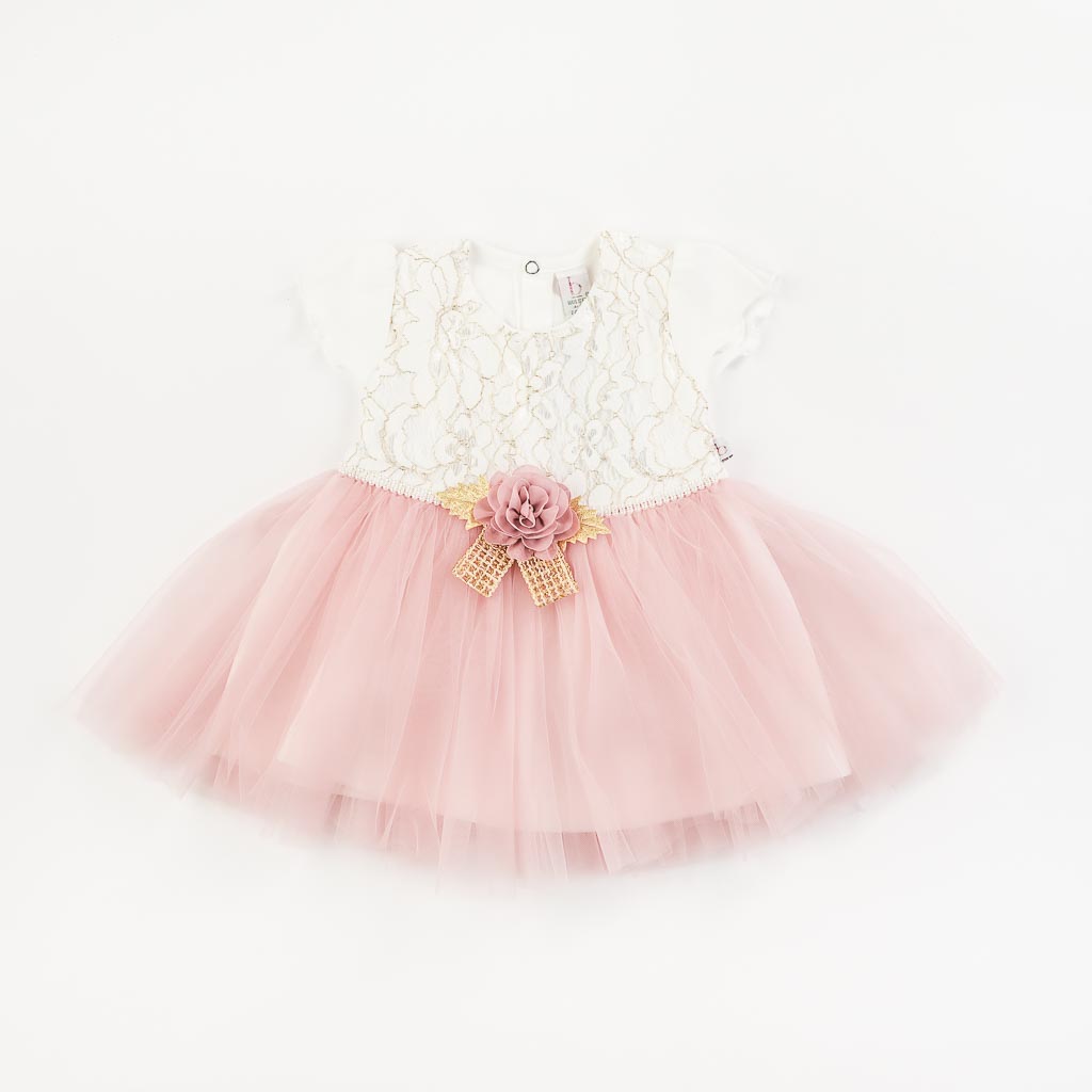 Βρεφικο επισημο φορεμα με κοντο μανικι με μπολερο  Bulsen Golden Baby Rose   Ροζε