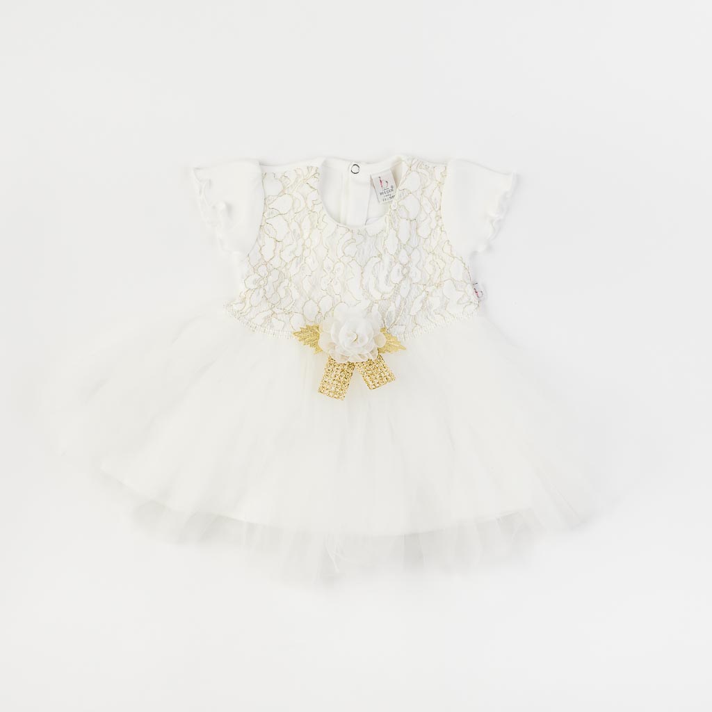 Бебешка официална рокля с къс ръкав и болеро Bulsen Golden Baby Rose  Бяла