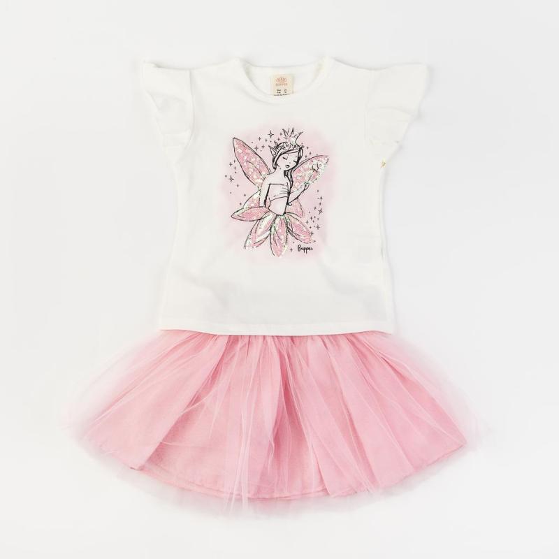 Childrens clothing set T-shirt and Skirt  Bupper Lady Elf  Pink