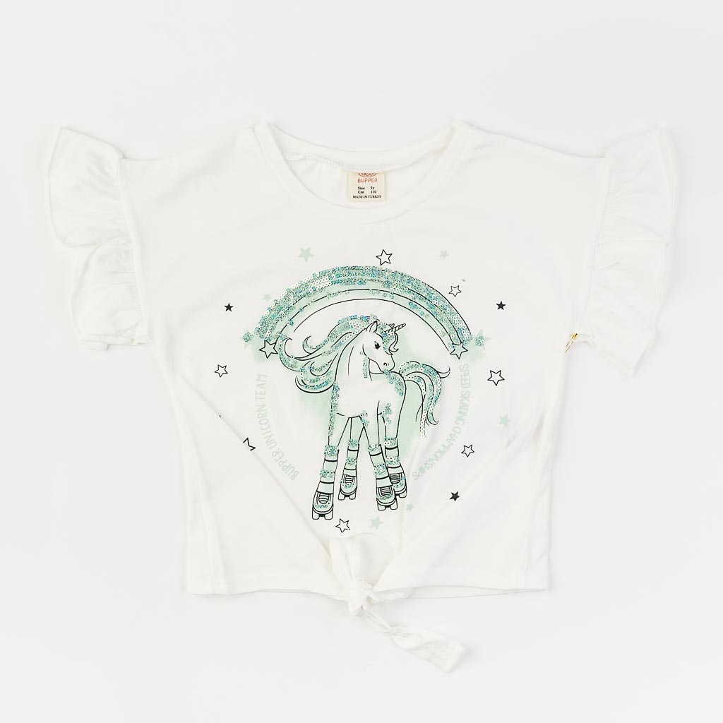 Παιδικό σετ Κοντομάνικη μπλούζα με Φούστα  Bupper Unicorn Team  Μεντα