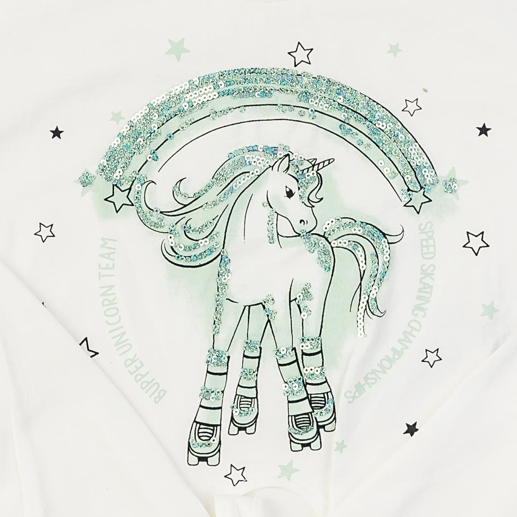 Παιδικό σετ Κοντομάνικη μπλούζα με Φούστα  Bupper Unicorn Team  Μεντα